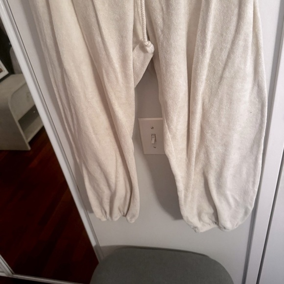 perfectwhitetee Gogo Terry Cropped Jogger Pants - Oatmeal - Picture 5 of 8